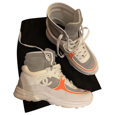 orange and white chanel sneakers|Chanel white sneakers 2021.